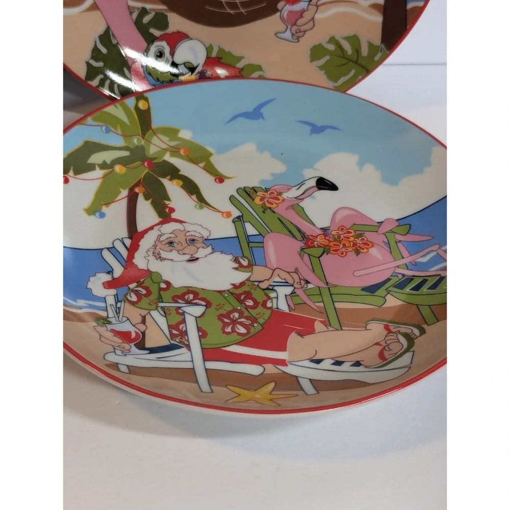 (4) ‎ Brighten The Season Christmas 6 1/4 In  Plates Gift Set Wish You Were Here